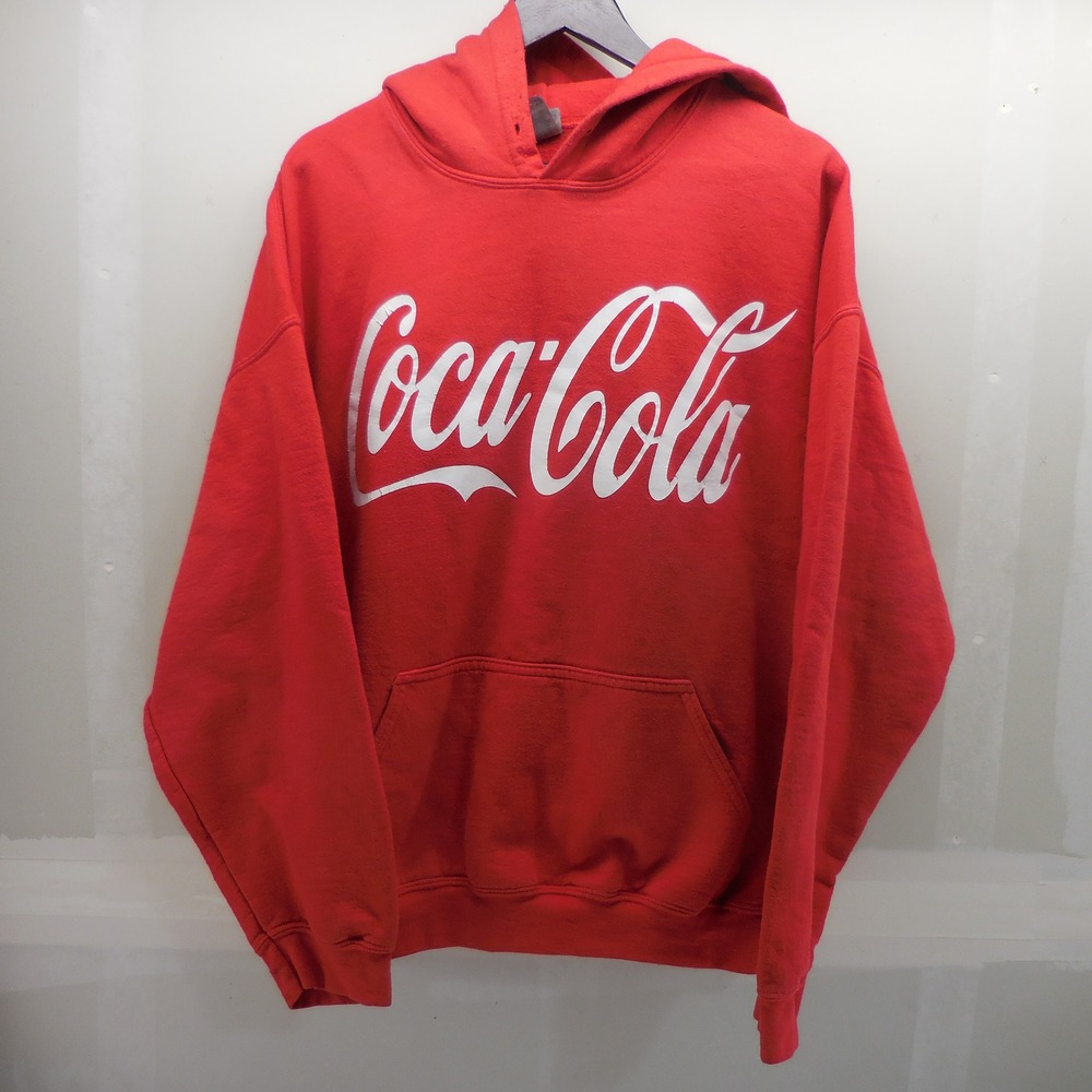 Coca-Cola Graphic Hoodie Red Heavy Blend Pullover Sweatshirt XL